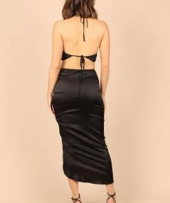 PUP66 Angelique Open Back Crop Two Piece Set - Black