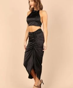 PUP66 Angelique Open Back Crop Two Piece Set - Black