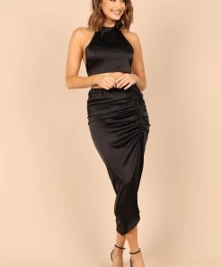 PUP66 Angelique Open Back Crop Two Piece Set - Black