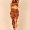 PUP66 Angelique Open Back Crop Two Piece Set - Cognac
