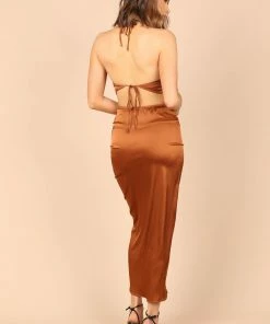 PUP66 Angelique Open Back Crop Two Piece Set - Cognac