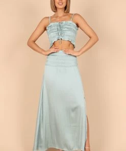 PUP66 Clover Shirred Two Piece Set - Blue Clothing