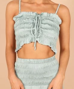 PUP66 Clover Shirred Two Piece Set - Blue Clothing