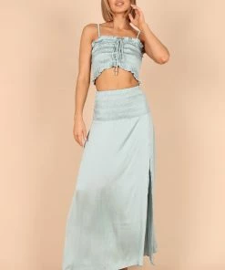 PUP66 Clover Shirred Two Piece Set - Blue Clothing