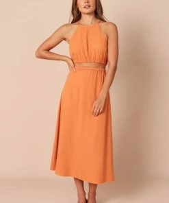 PUP65 Ellis Cut Out Dress - Rust Clothing