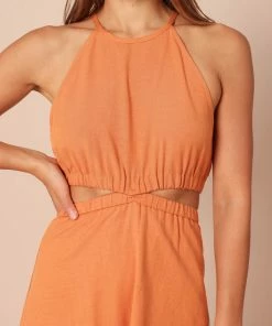 PUP65 Ellis Cut Out Dress - Rust Clothing