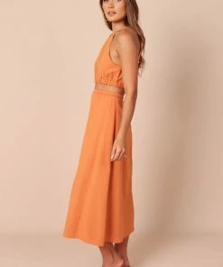 PUP65 Ellis Cut Out Dress - Rust Clothing