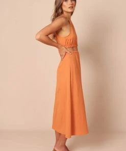 PUP65 Ellis Cut Out Dress - Rust Clothing