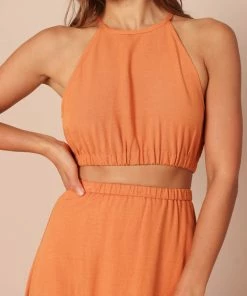 PUP65 Ellis Cut Out Dress - Rust Clothing