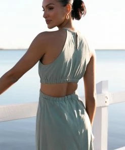 PUP65 Clothing Ellis Cut Out Dress - Sage