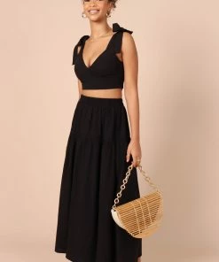 PUP65 Frankie Tie Shoulder Two Piece Set - Black Clothing