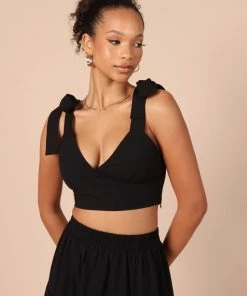 PUP65 Frankie Tie Shoulder Two Piece Set - Black Clothing