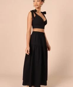 PUP65 Frankie Tie Shoulder Two Piece Set - Black Clothing