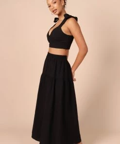 PUP65 Frankie Tie Shoulder Two Piece Set - Black Clothing