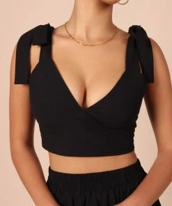 PUP65 Frankie Tie Shoulder Two Piece Set - Black Clothing