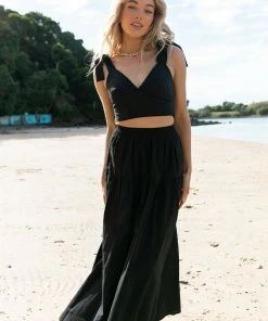 PUP65 Frankie Tie Shoulder Two Piece Set - Black Clothing