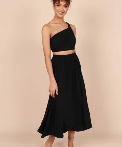 PUP65 Kennedy One Shoulder Two Piece Set - Black Clothing