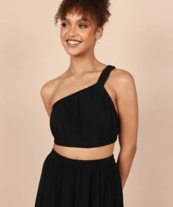 PUP65 Kennedy One Shoulder Two Piece Set - Black Clothing
