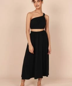 PUP65 Kennedy One Shoulder Two Piece Set - Black Clothing