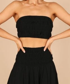 PUP66 Mia Shirred Two Piece Set - Black