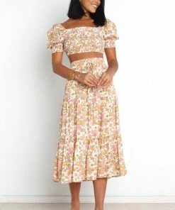 PUP4 Clothing Alana Top - Tan Floral