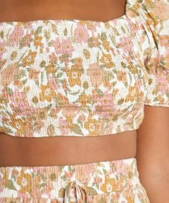 PUP4 Clothing Alana Top - Tan Floral