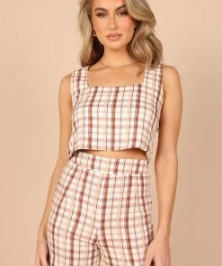 PUP52 Anita Cropped Top - Beige Clothing