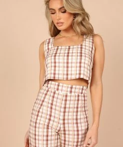 PUP52 Anita Cropped Top - Beige Clothing