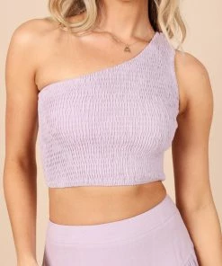 PUP52 Clothing August Shirred Cropped Top - Lilac