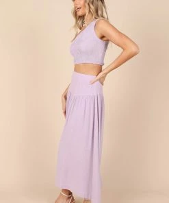 PUP52 Clothing August Shirred Cropped Top - Lilac