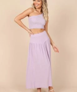 PUP52 Clothing August Shirred Cropped Top - Lilac