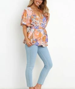 PUP49 Belle Top - Orange Floral
