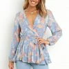 PUP49 Bellevue Top - Blue Floral Clothing