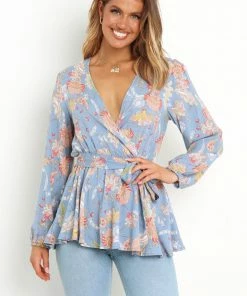 PUP49 Bellevue Top - Blue Floral Clothing