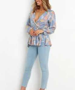 PUP49 Bellevue Top - Blue Floral Clothing