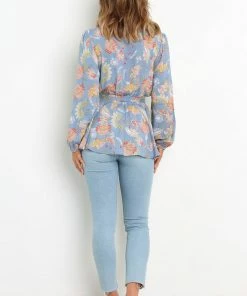 PUP49 Bellevue Top - Blue Floral Clothing