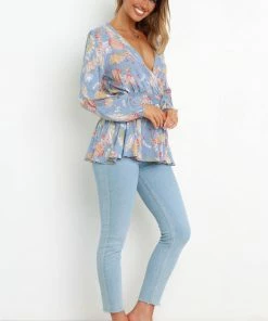 PUP49 Bellevue Top - Blue Floral Clothing