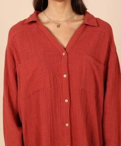 PUP8 Bobby Button Down Top - Rust Clothing