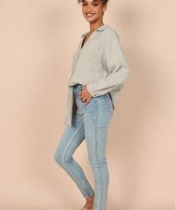 PUP8 Bobby Button Down Top - Sage Green Clothing