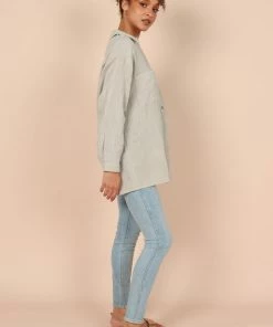 PUP8 Bobby Button Down Top - Sage Green Clothing