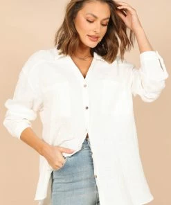 PUP8 Bobby Button Down Top - White