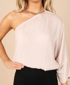 PUP64 Carmen One Shoulder Top - Champagne