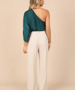 PUP64 Clothing Carmen One Shoulder Top - Teal Green