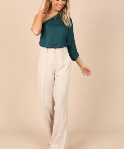 PUP64 Clothing Carmen One Shoulder Top - Teal Green