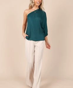 PUP64 Clothing Carmen One Shoulder Top - Teal Green