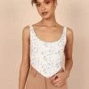 PUP42 Cindy Corset Top - White Floral For The Bride