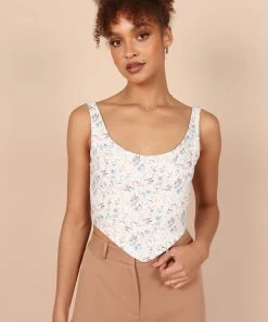 PUP42 Cindy Corset Top - White Floral For The Bride