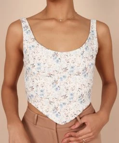 PUP42 Cindy Corset Top - White Floral For The Bride