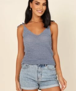 PUP64 Clothing Danielle Knit Tank Top - Blue