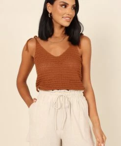 PUP64 Danielle Knit Tank Top - Brown